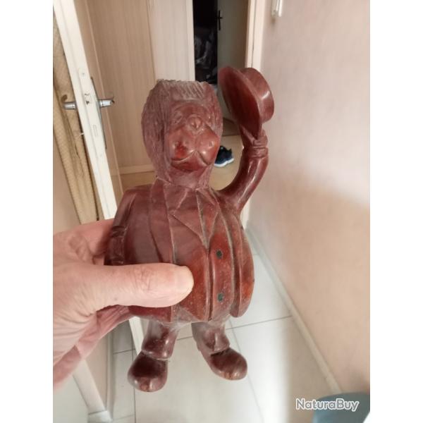 statuette hyppopotame en bois hauteur 23 cm