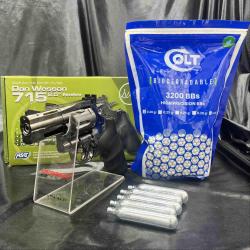 Pack pr&ecirc;t &agrave; tirer REVOLVER 6MM DAN WESSON 715 2.5'' CO2 STEEL GRIS