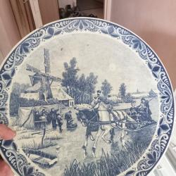 grand plat faience delfts diam&egrave;tre 39 cm