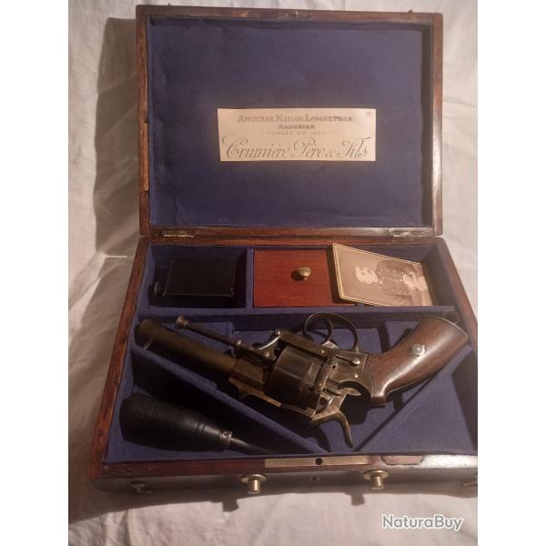 BEAU REVOLVER LEFAUCHEUX GENRE 1862 CAL 12 MM  BROCHE  CADRE  FERME  DOUBLE  ACTION