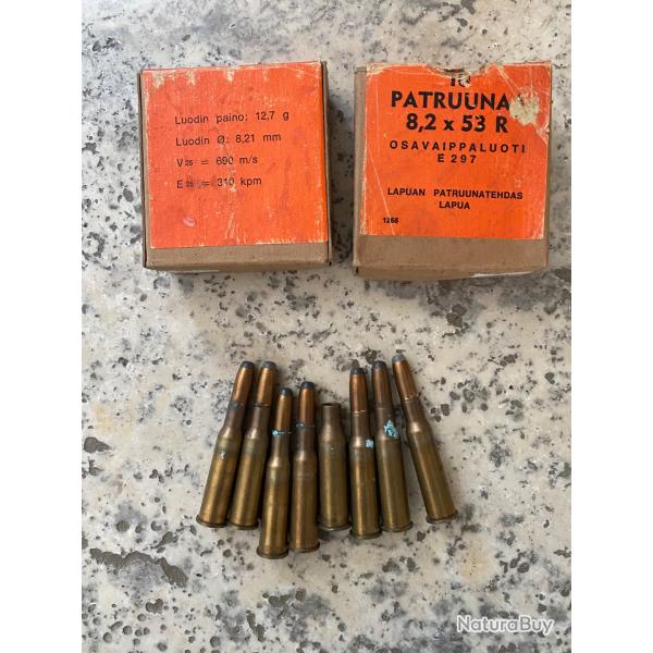 1 lot de 27 munitions + une douille calibre 8,20x53R