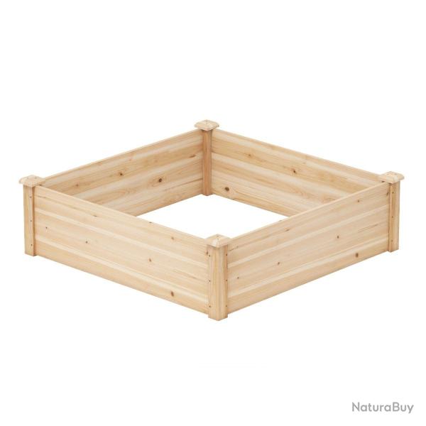 Bac � plantes carr� 102 x 102 x 30 cm avec base ouverte et structure robuste en bois naturel 20_001