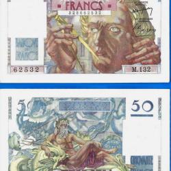 France 50 Francs 1949 Billet Le Verrier Franc Frs Frc Frcs