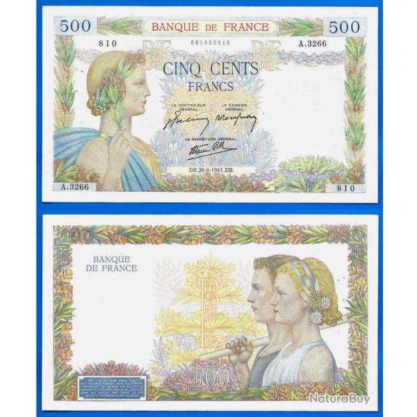 France 500 Francs 1941 26 Juin Grand Billet La Paix Serie A
