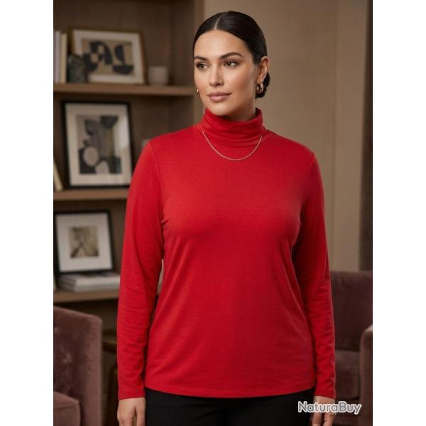 Sous-pull col roul� AXONE UF061 rouge : le confort stretch sp�cial Grande Taille 46