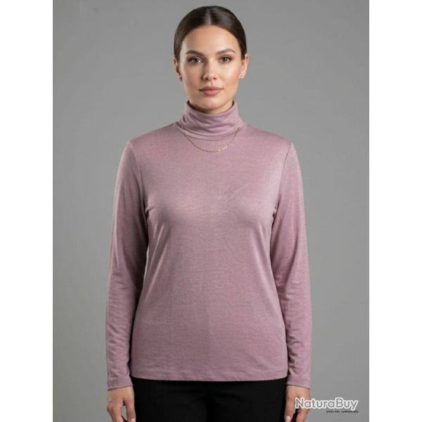 Sous-pull col roul� AXONE UF061 vieux rose : douceur et stretch Grande Taille 50