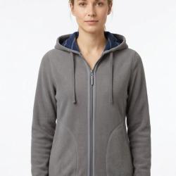 Veste Polaire Femme &agrave; Capuche "AH1185B" Bleu/Gris (Axxano) 4
