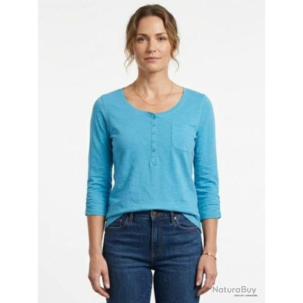 MAYFLOWER DIMITRI1 Tee shirt manches 3 4 bleu maille flamm�e et confort pur coton