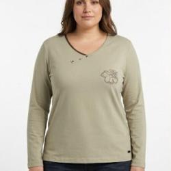 Tee shirt AXONE DONA1B beige grande taille le confort de l imprim&eacute; fantaisie