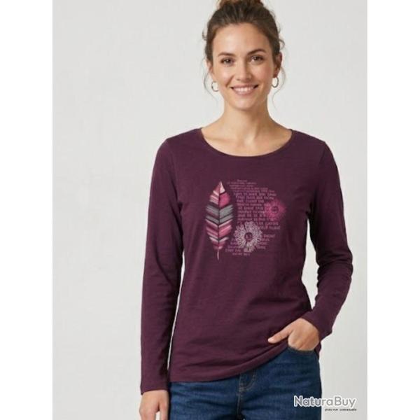 Tee shirt violet MAYFLOWER NACHO2 � manches longues style et douceur coton