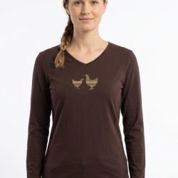 Tee shirt MAYFLOWER NAPOLI4 chocolat &agrave; s&eacute;rigraphie poule confort naturel et style authentique