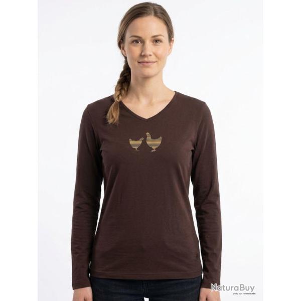 Tee shirt MAYFLOWER NAPOLI4 chocolat � s�rigraphie poule confort naturel et style authentique