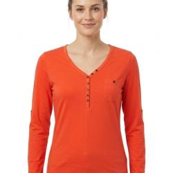 Tee shirt MAYFLOWER NATALI1 orange &agrave; col V boutonn&eacute; l &eacute;nergie du pur coton