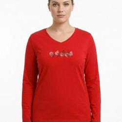 Mayflower NERUDA1GT Tee shirt manches longues grande taille rouge en coton