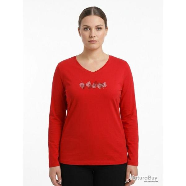 Mayflower NERUDA1GT Tee shirt manches longues grande taille rouge en coton