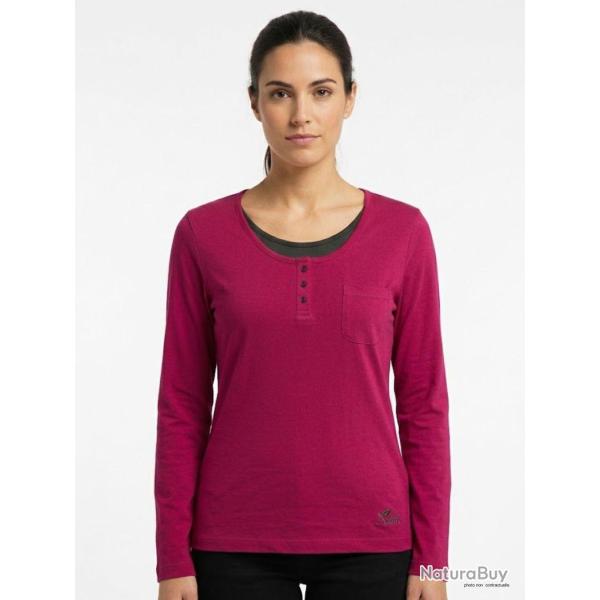 Mayflower NESTOR4 Tee shirt manches longues violet et gris avec col style boutonn�