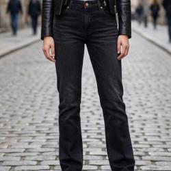 MAYFLOWER OUDA Jean en tissu extensible pour femme le confort absolu d un denim stretch noir galbant