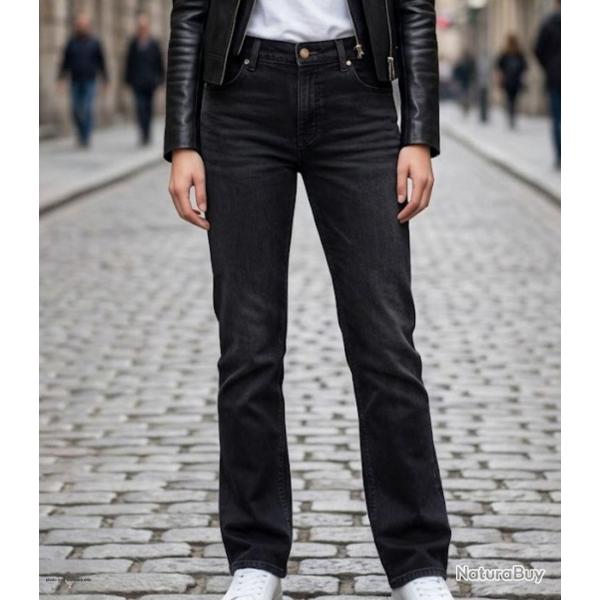 MAYFLOWER OUDA Jean en tissu extensible pour femme le confort absolu d un denim stretch noir galbant