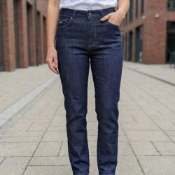 Jean Femme Taille Haute Stretch Bleu Brut Coupe Confort AXXANO