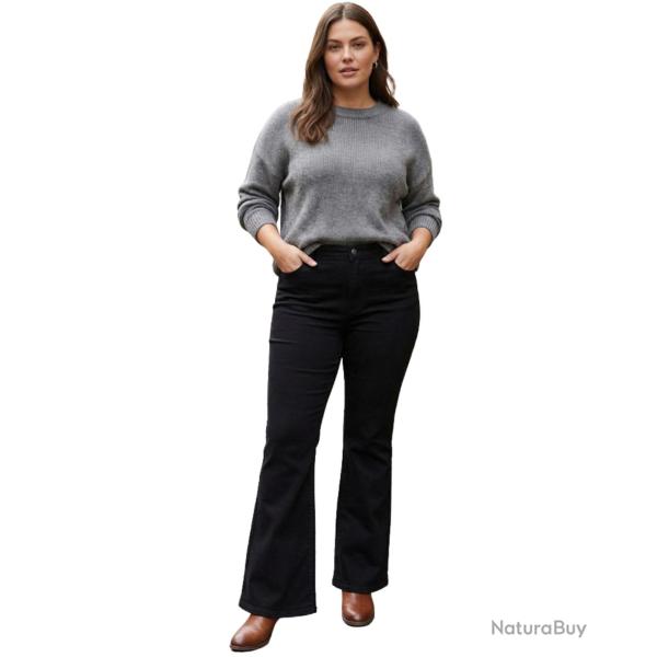 Jean Femme 5 Poches Axxano Noir Lav� Confort Stretch Style