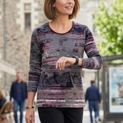 Tee-shirt MAYFLOWER RF141V col rond : l'&eacute;l&eacute;gance stretch au motif fleuri 3