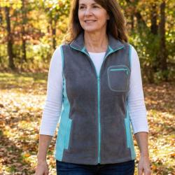 Gilet Polaire Sans Manches Femme Bicolore - Gris et Turquoise Confort