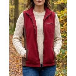 Gilet Zipp&eacute; Couleur Sangria & Col Bi-Couleur - Confort Polyester