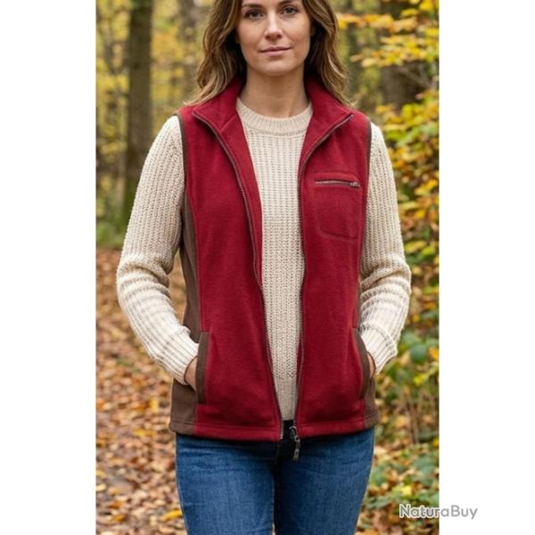 Gilet Zipp� Couleur Sangria & Col Bi-Couleur - Confort Polyester