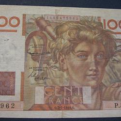 billet de 100 francs (jeune paysan) du 7-01-1954
