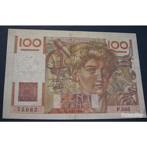 billet de 100 francs (jeune paysan) du 7-01-1954
