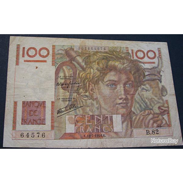 billet de 100 francs (jeune paysan) du 18-07-1946
