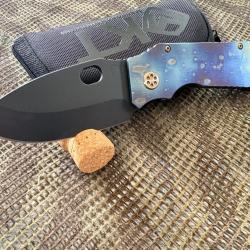 RARE COUTEAU PLIANT MEDFORD TFF-1, DLC S45VN BLADE, FACED & FLAMED, SOLAR FLARE TITAN