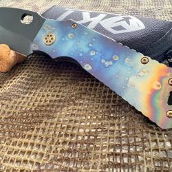 RARE COUTEAU USA PLIANT MEDFORD TFF-1, DLC S45VN BLADE, FACED & FLAMED, SOLAR FLARE TITAN