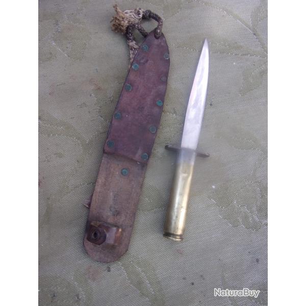 dague de chasse artisanale sur base �tui de 12,7 browning