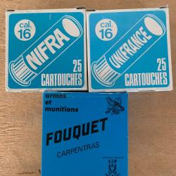 3 bo&icirc;tes de 25 cartouches cal 16.