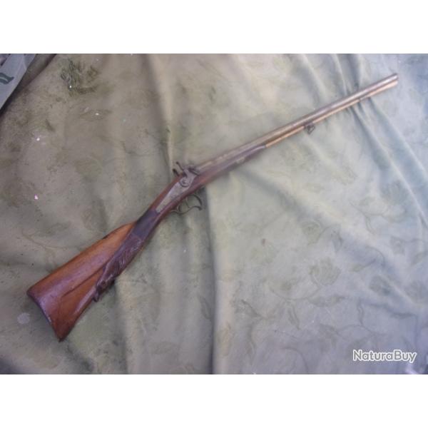 fusil de chasse � percussion crosse sculpt�e canons de  76 cm