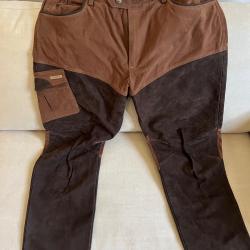 Pantalon jumfil cuir et tissu marron taille 54 neuf