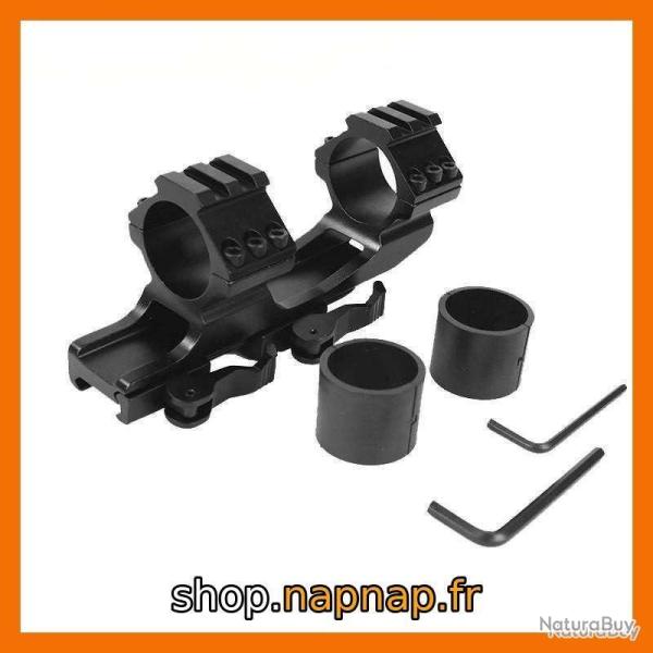 Montage monobloc aluminium pour lunette 25,4 / 30 mm - Rail Picatinny - Fixation rapide