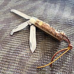 COUTEAU PLIANT SOLINGEN WEIDMANNSHEIL BOIS DE CERF 4 &Eacute;L&Eacute;MENTS