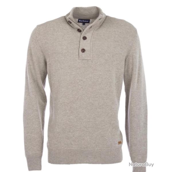 Barbour pull half zip stone beige gris