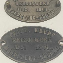 deux plaque en bronze FRIED. KRUPP N&deg; 12 ET N&deg; 31