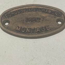 PLAQUE DES FORGES DE CHAMON 1882