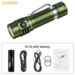Lampe Torche SC18 1800lm Rechargeable USB C Tactique VERT EDC Port&eacute;e 217m Sofirn
