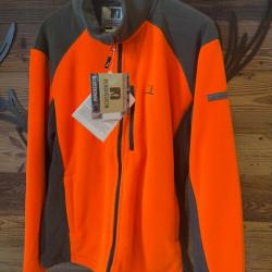 Blouson Polaire core Brod&eacute; Orange/Kaki Percussion