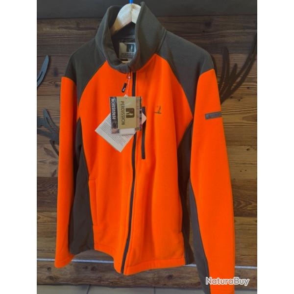 Blouson Polaire core Brod� Orange/Kaki Percussion