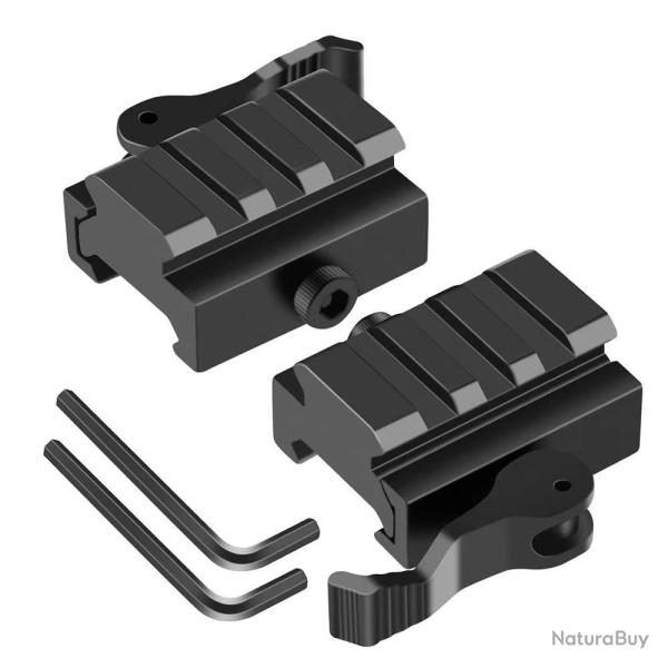Rail Picatinny QD 3 Slots R�hausse 20mm LOT 2 RAILS Compact Optique Airsoft Tactique