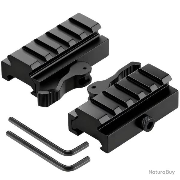 Rail Picatinny QD 5 Slots R�hausse 20mm LOT 2 RAILS Compact Optique Airsoft Tactique