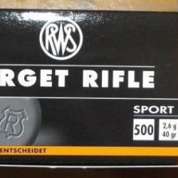 Lot de 1000 cartouches RWS Target Rifle 22LR, 40 grains