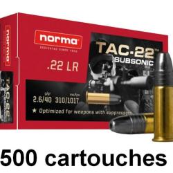 NORMA 22 Lr TAC-22 Subsonic Hollow Point (Sp&eacute;cial Silencieux) par 500