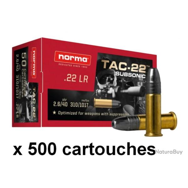 NORMA 22 Lr TAC-22 Subsonic Hollow Point (Sp�cial Silencieux) par 500